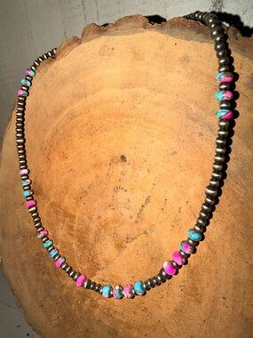 Cotton Candy Turquoise hand strung Navajo Pearls